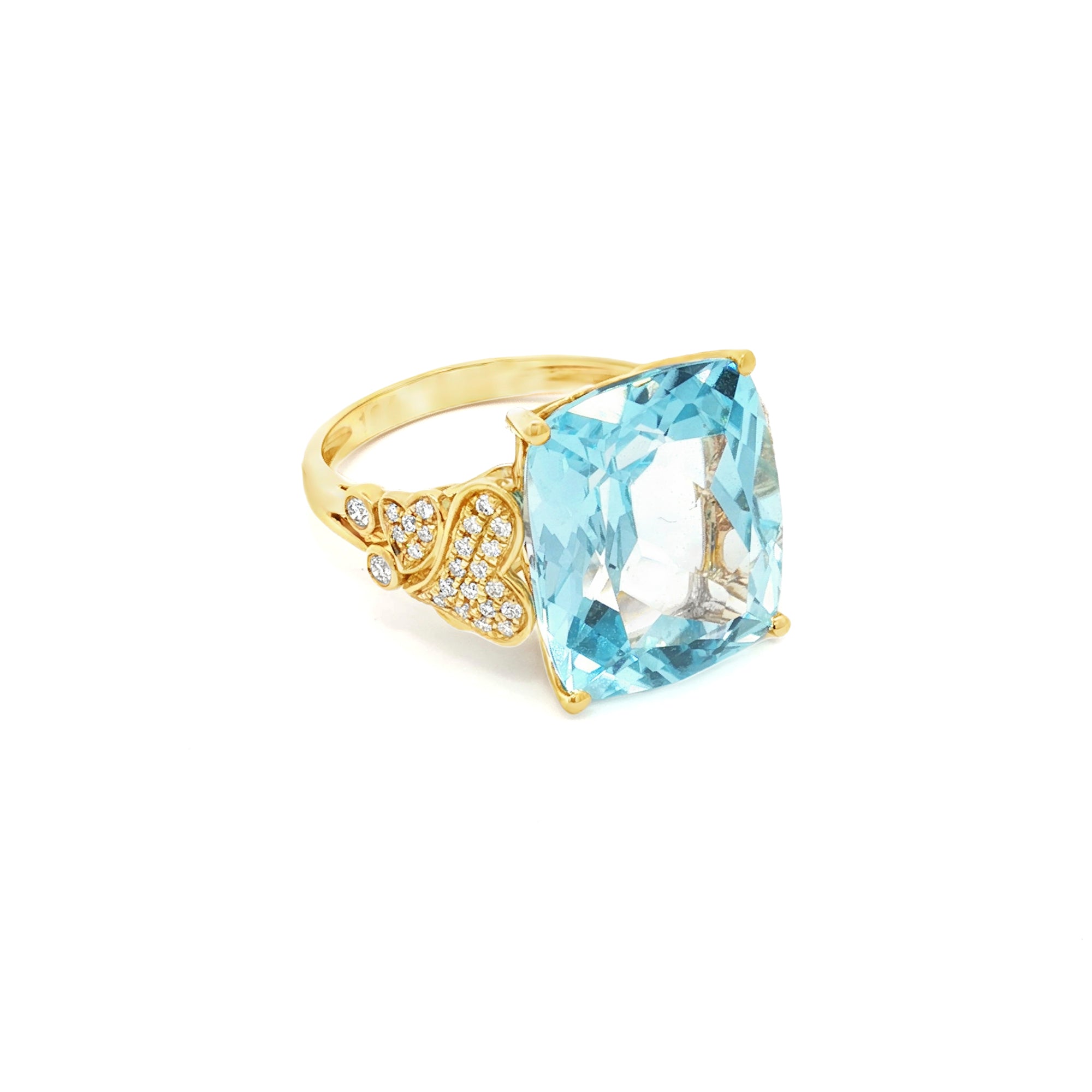 ANILLO TOPACIO Y CORAZONES CON DIAMANTES