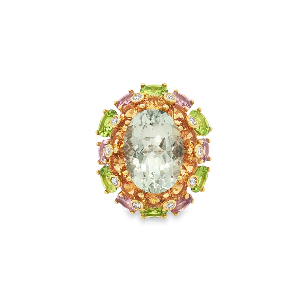 ANILLO OVALADO CON GEMAS MULTICOLOR