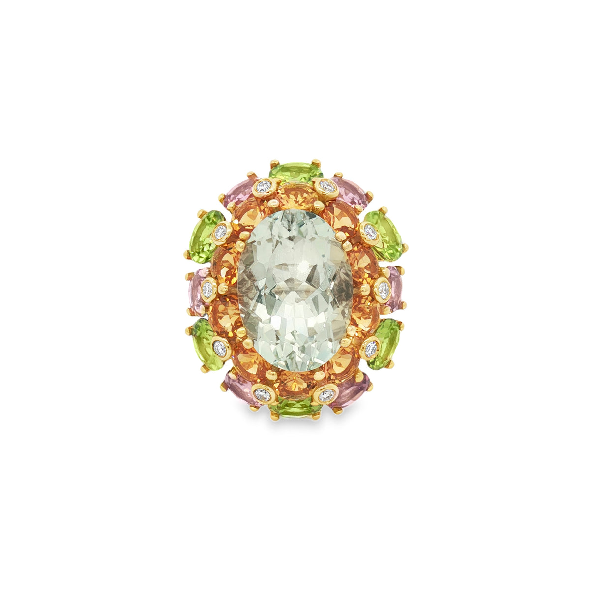 ANILLO OVALADO CON GEMAS MULTICOLOR