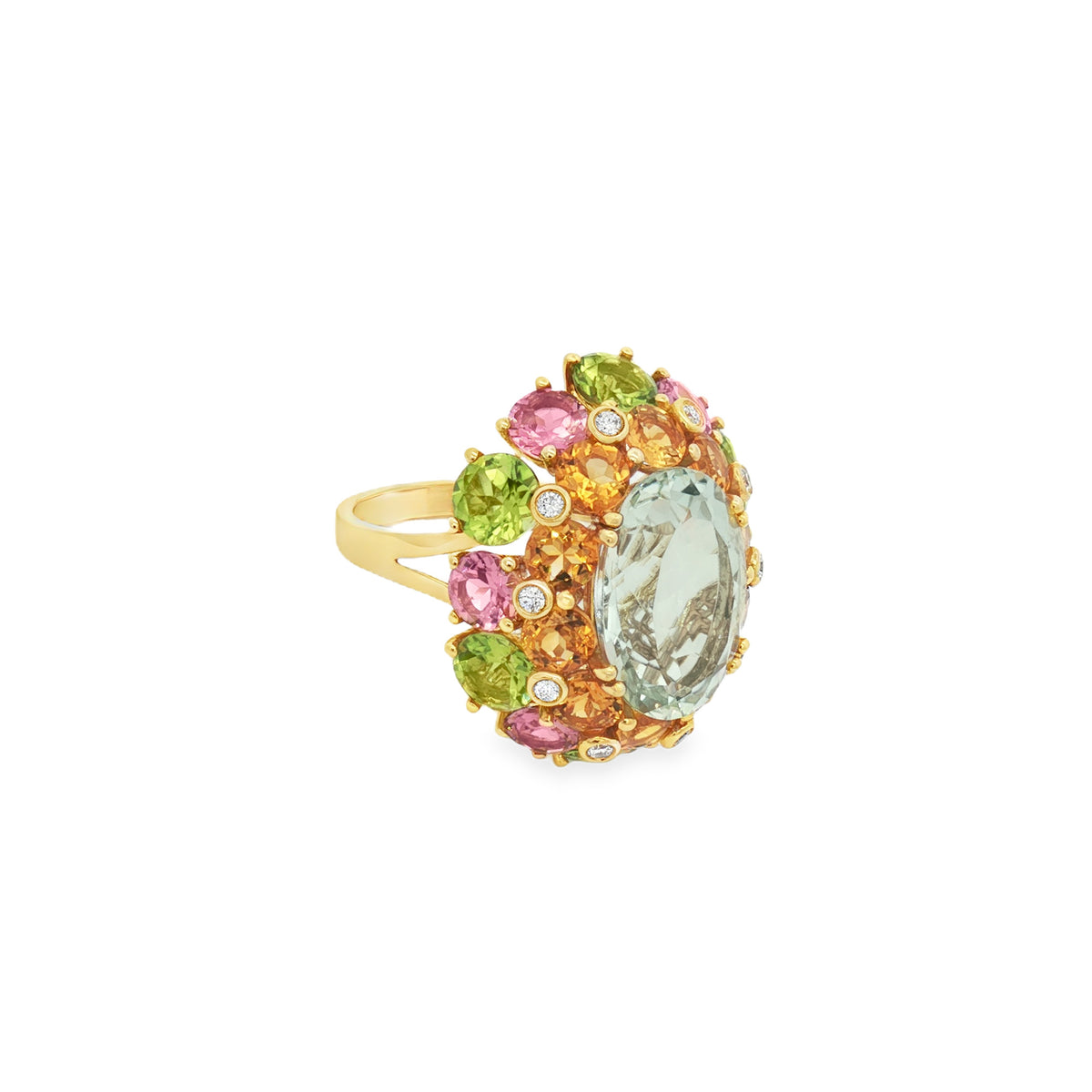 ANILLO OVALADO CON GEMAS MULTICOLOR