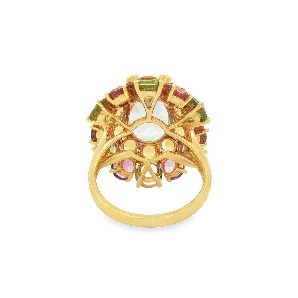 ANILLO OVALADO CON GEMAS MULTICOLOR