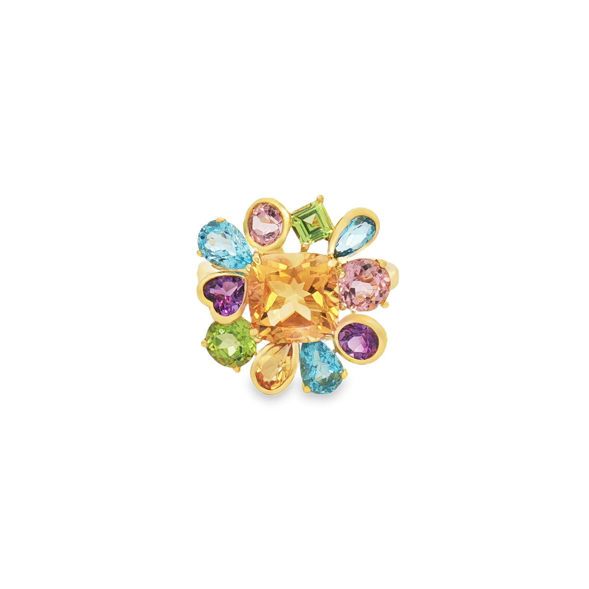 ANILLO FLORAL CON GEMAS MULTICOLOR
