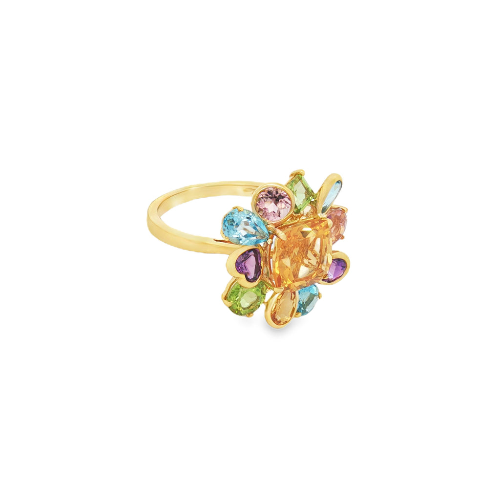 ANILLO FLORAL CON GEMAS MULTICOLOR