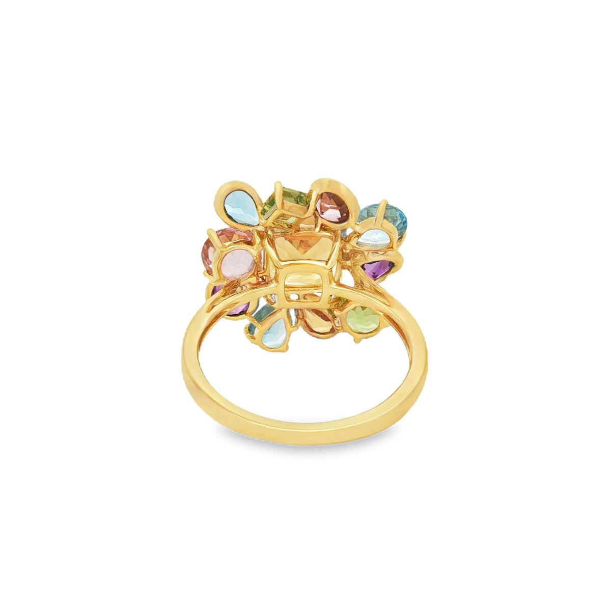 ANILLO FLORAL CON GEMAS MULTICOLOR