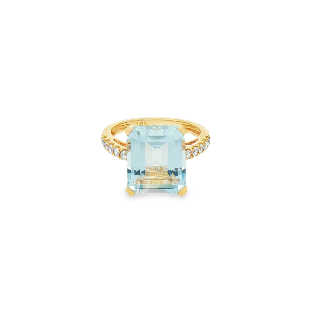 ANILLO CUADRADO CON TOPACIO Y DIAMANTES