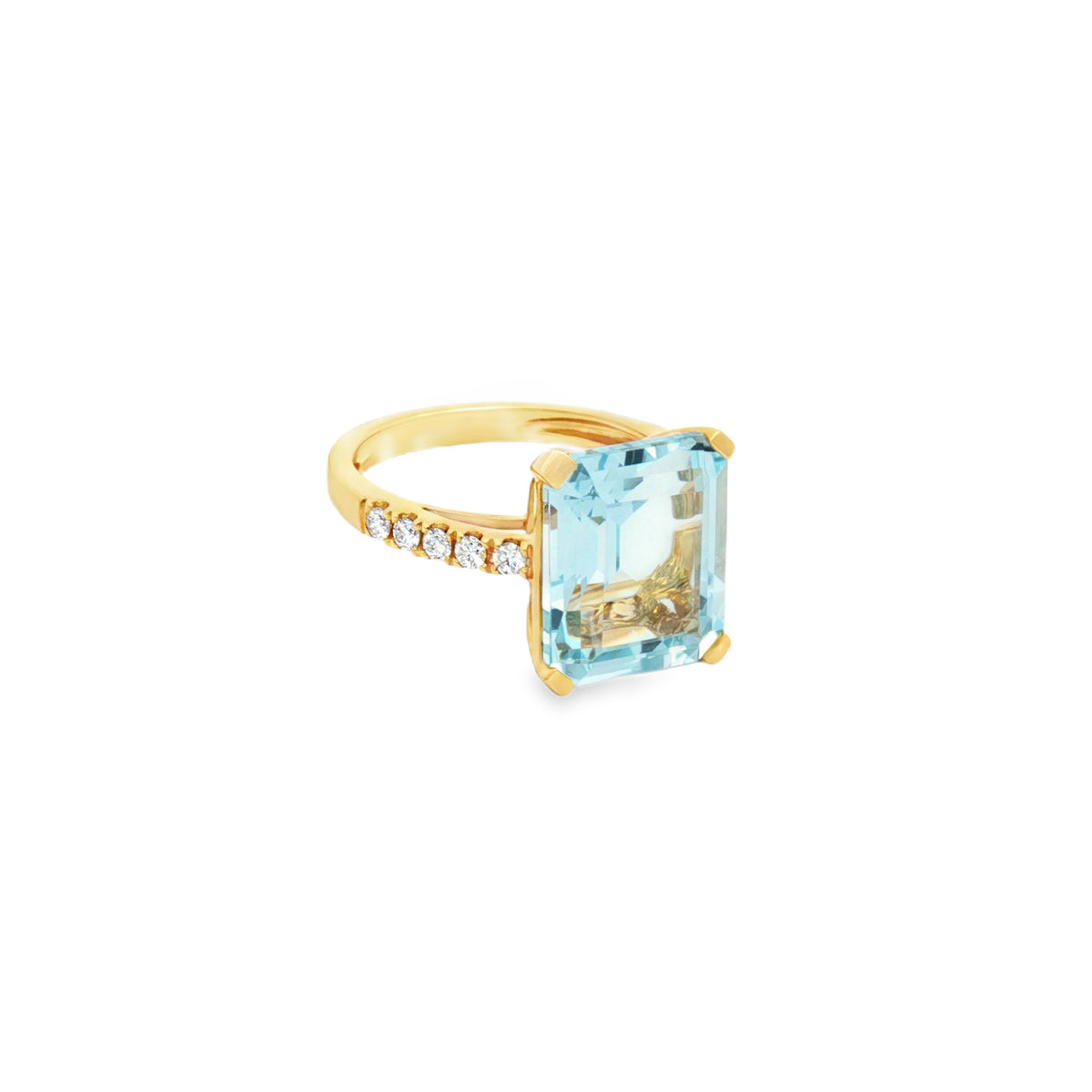ANILLO CUADRADO CON TOPACIO Y DIAMANTES