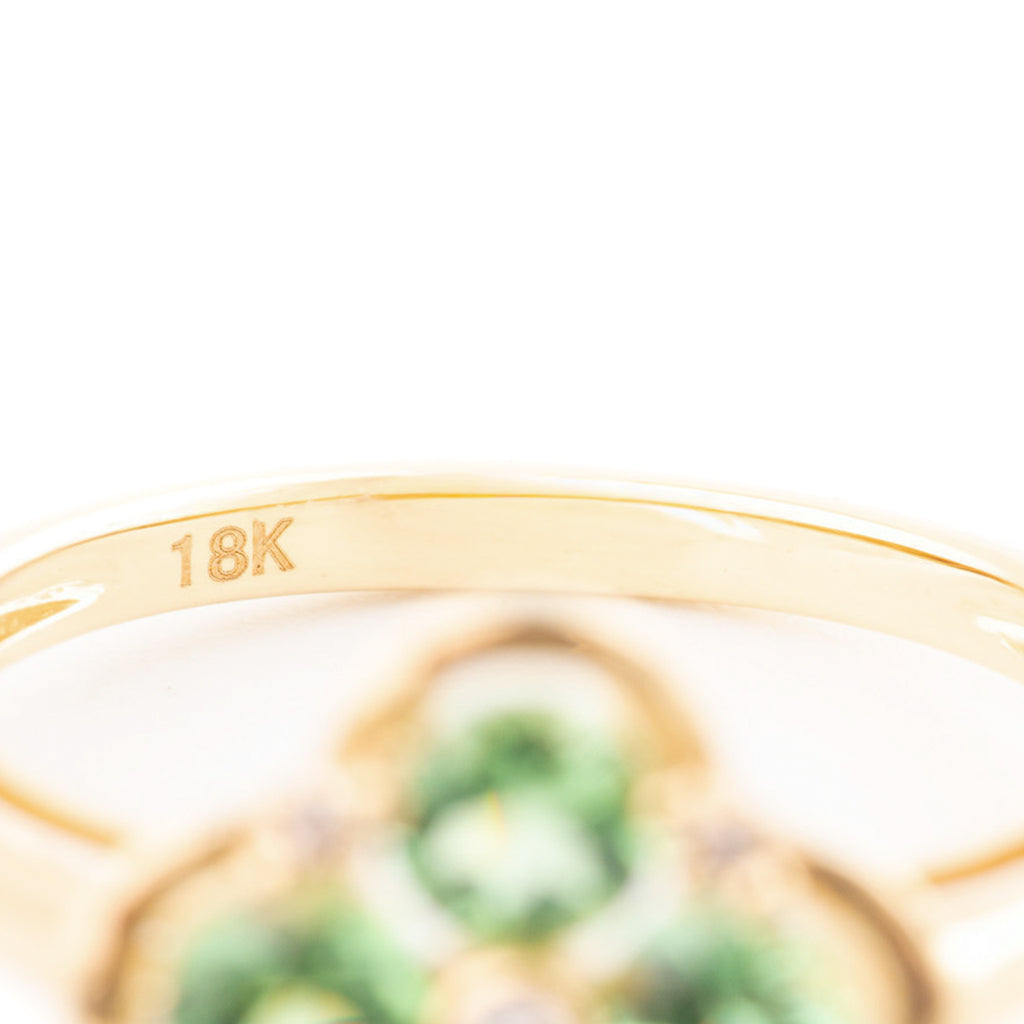 ANILLO FLOR GRANATE Y DIAMANTES