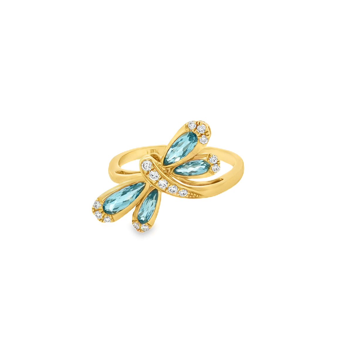 ANILLO LIBÉLULA CON TOPACIO Y DIAMANTES