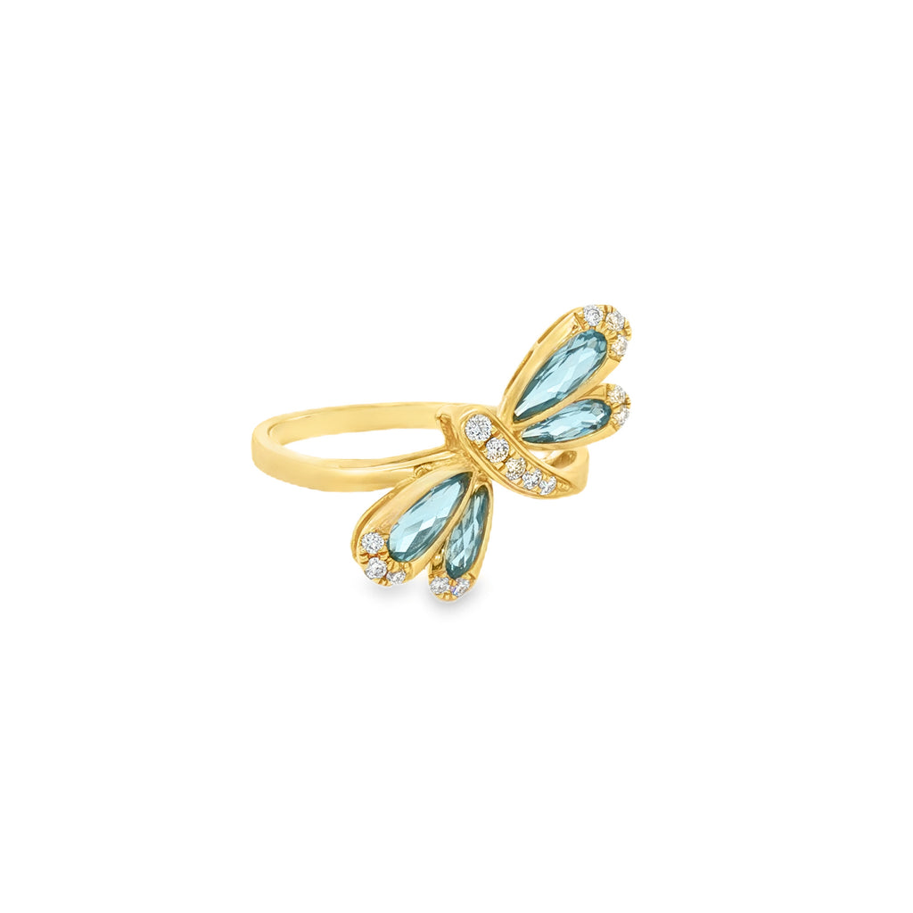 ANILLO LIBÉLULA CON TOPACIO Y DIAMANTES