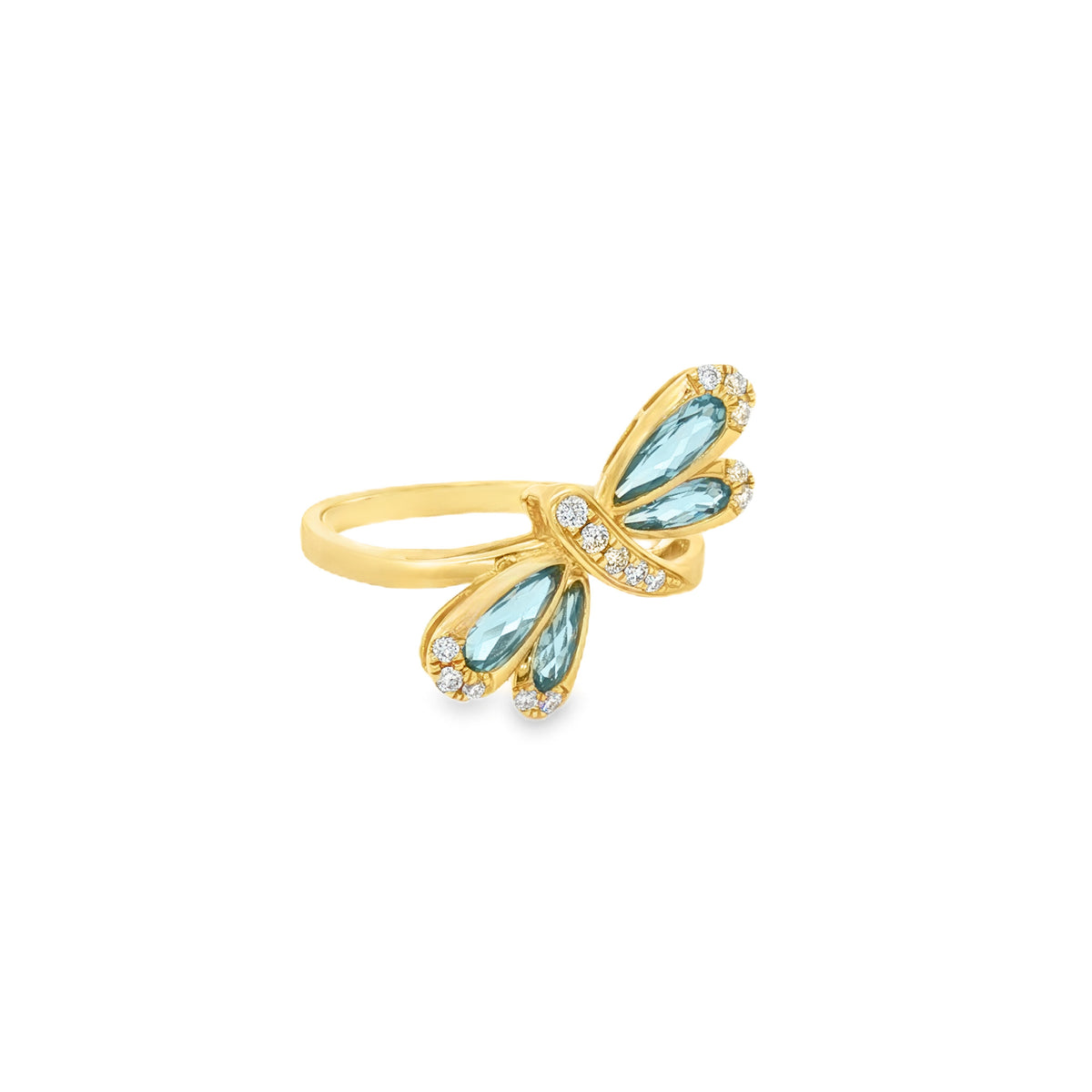 ANILLO LIBÉLULA CON TOPACIO Y DIAMANTES