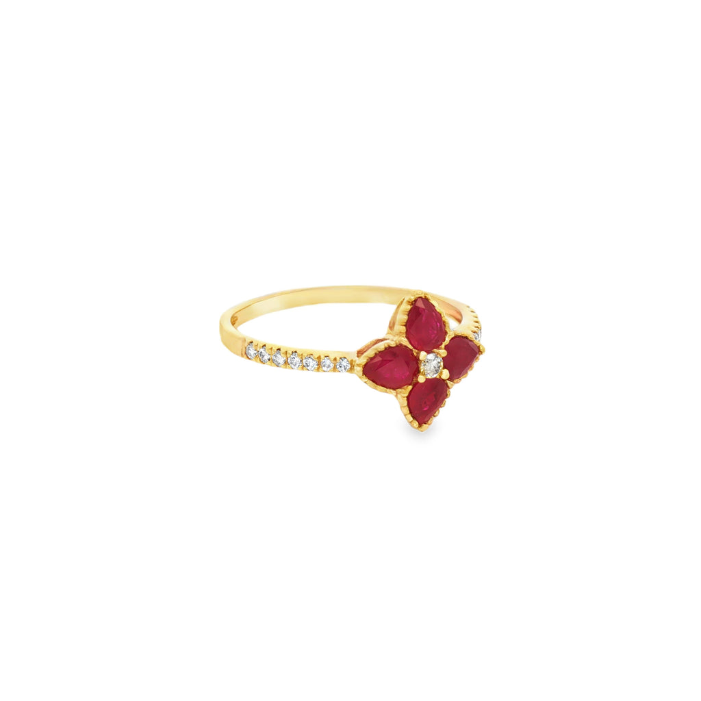ANILLO FLOR CON RUBÍES Y DIAMANTES