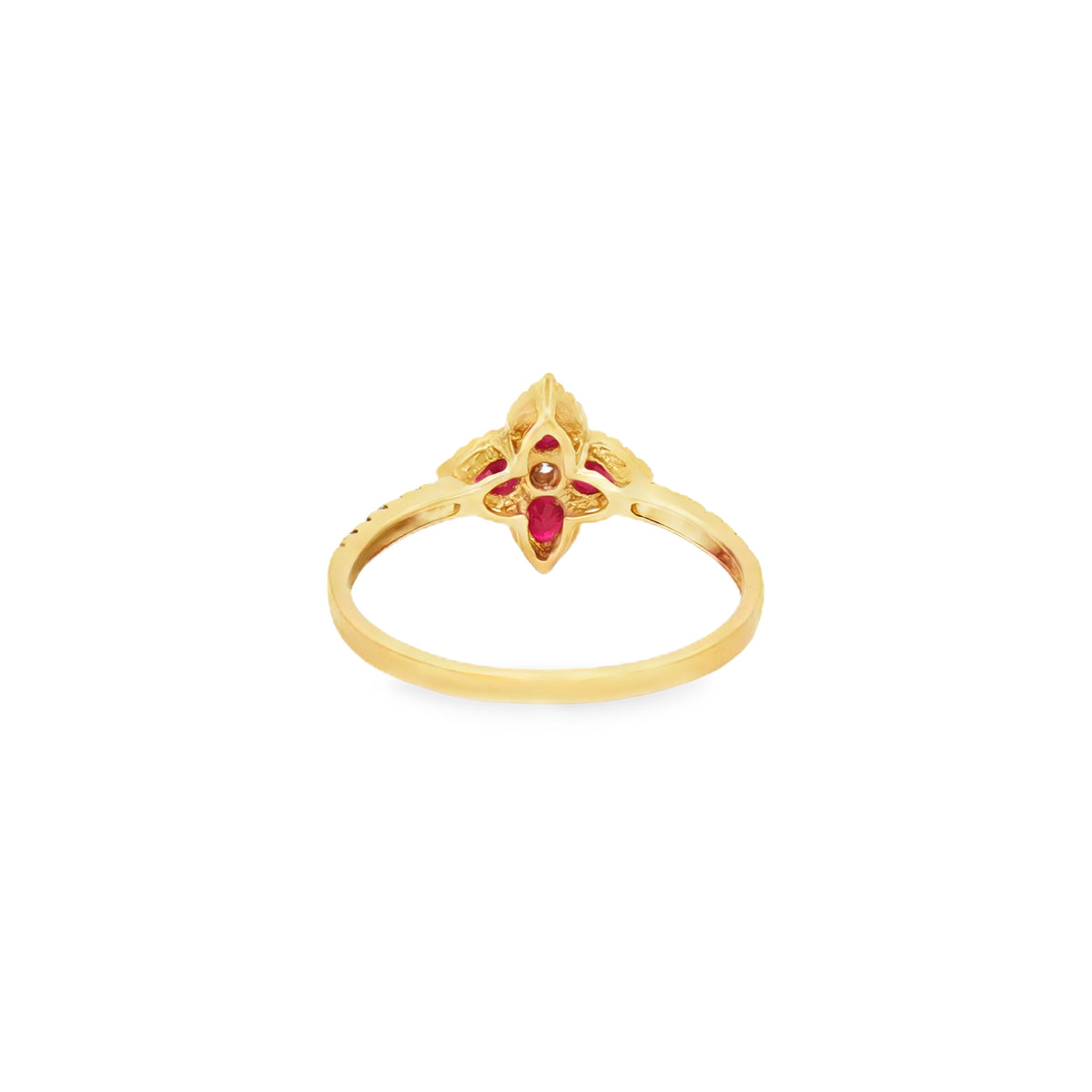 ANILLO FLOR CON RUBÍES Y DIAMANTES
