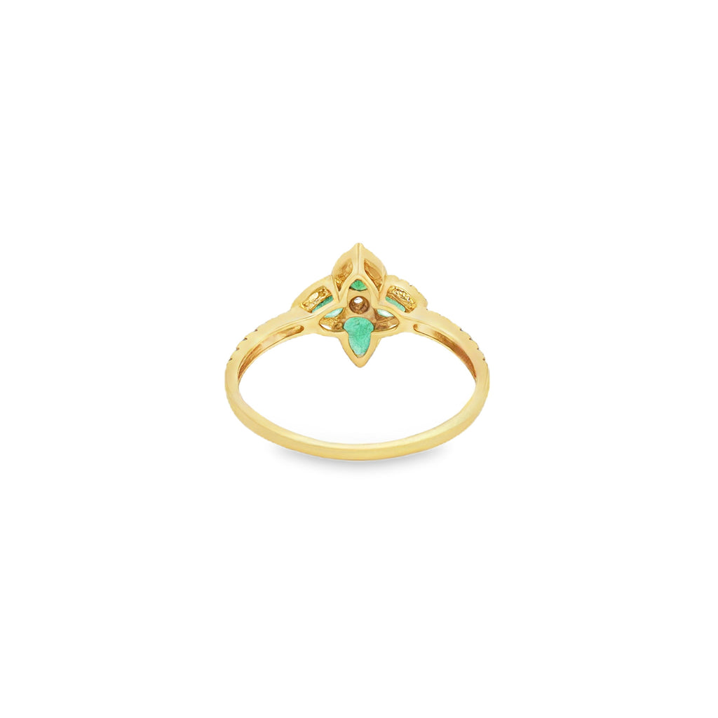 ANILLO FLOR DE ESMERALDAS Y DIAMANTES