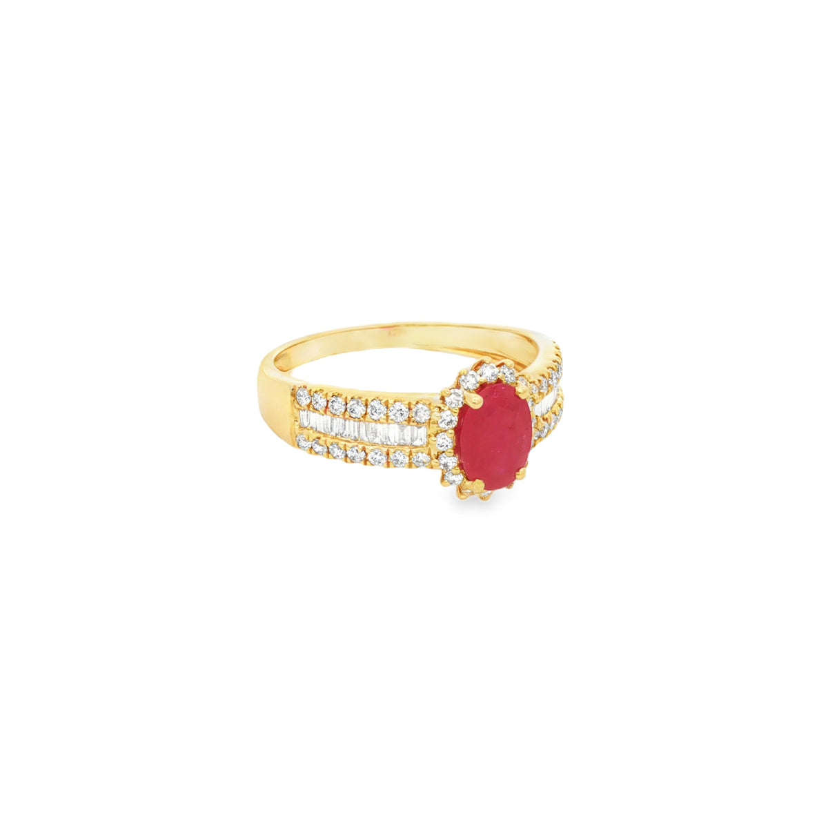 ANILLO CON RUBÍ Y DIAMANTES