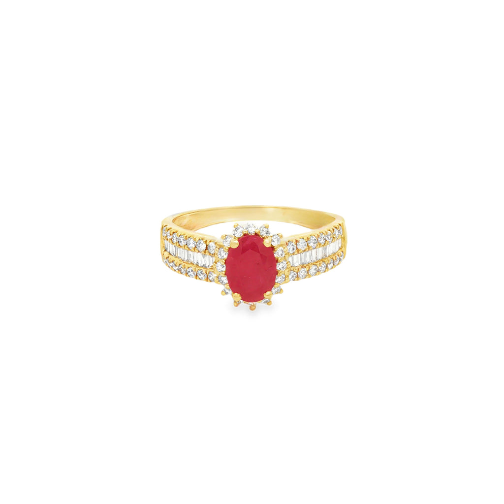 ANILLO CON RUBÍ Y DIAMANTES