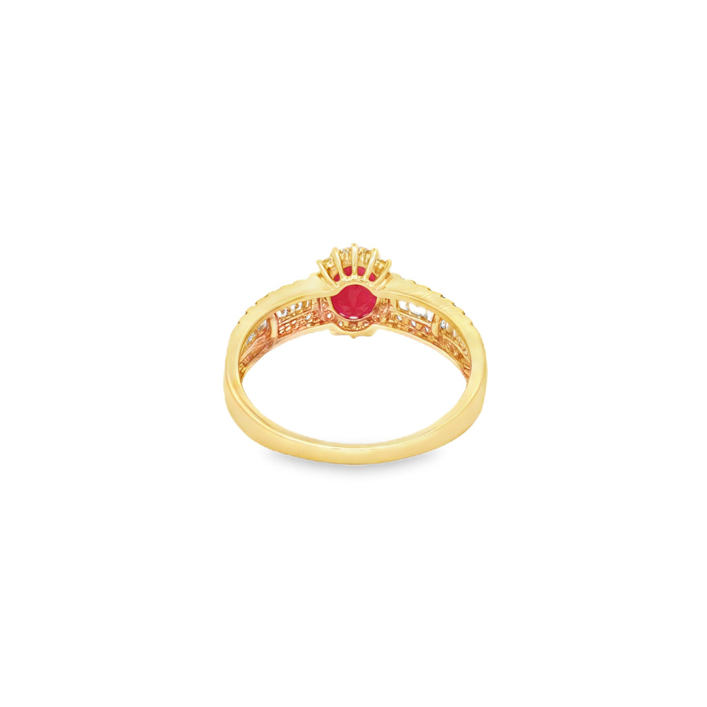 ANILLO CON RUBÍ Y DIAMANTES