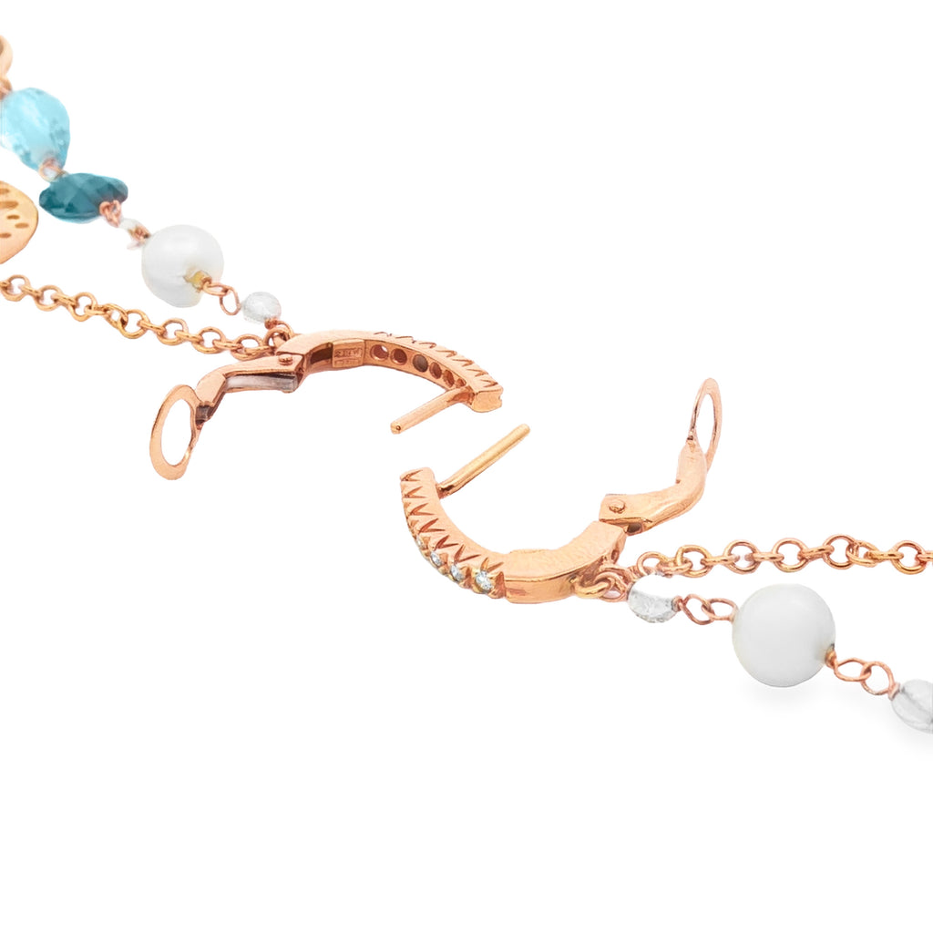 ARETES LARGOS CON TOPACIOS, PERLAS Y DIAMANTES