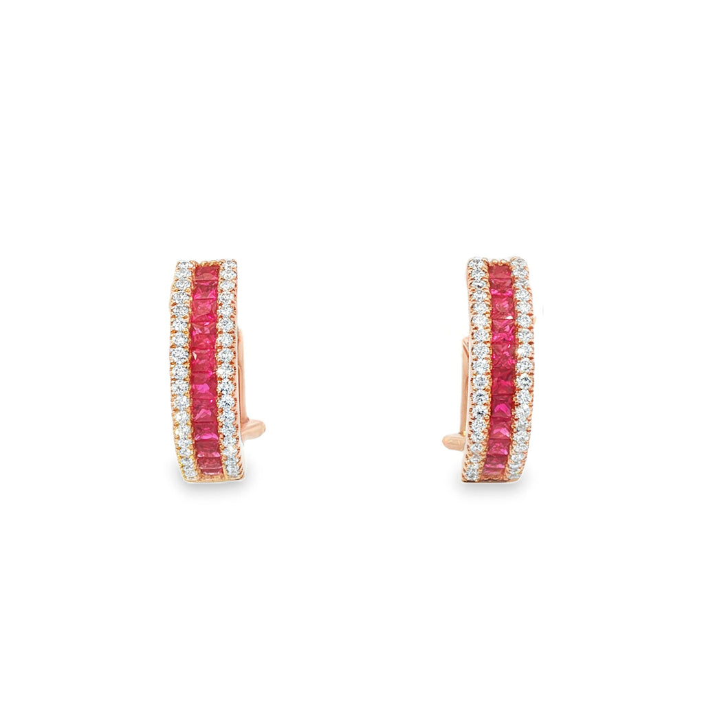 ARETES RUBÍ Y DIAMANTES