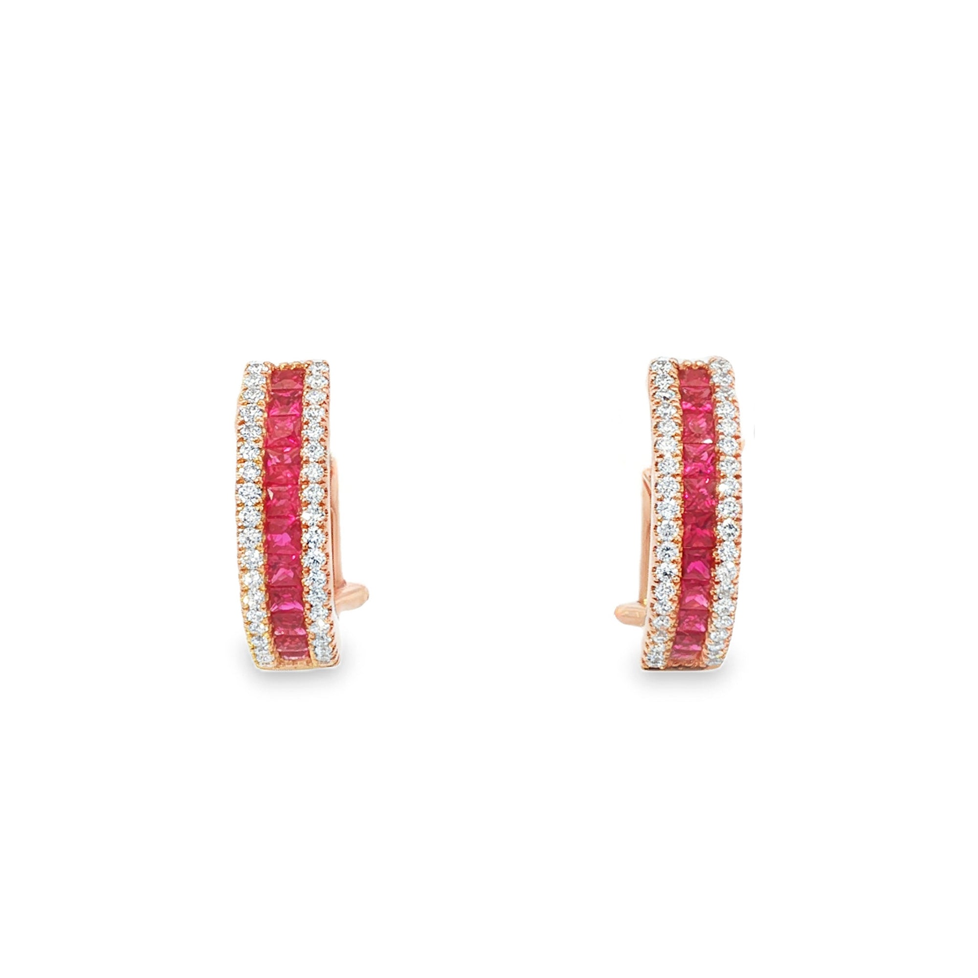 ARETES RUBÍ Y DIAMANTES