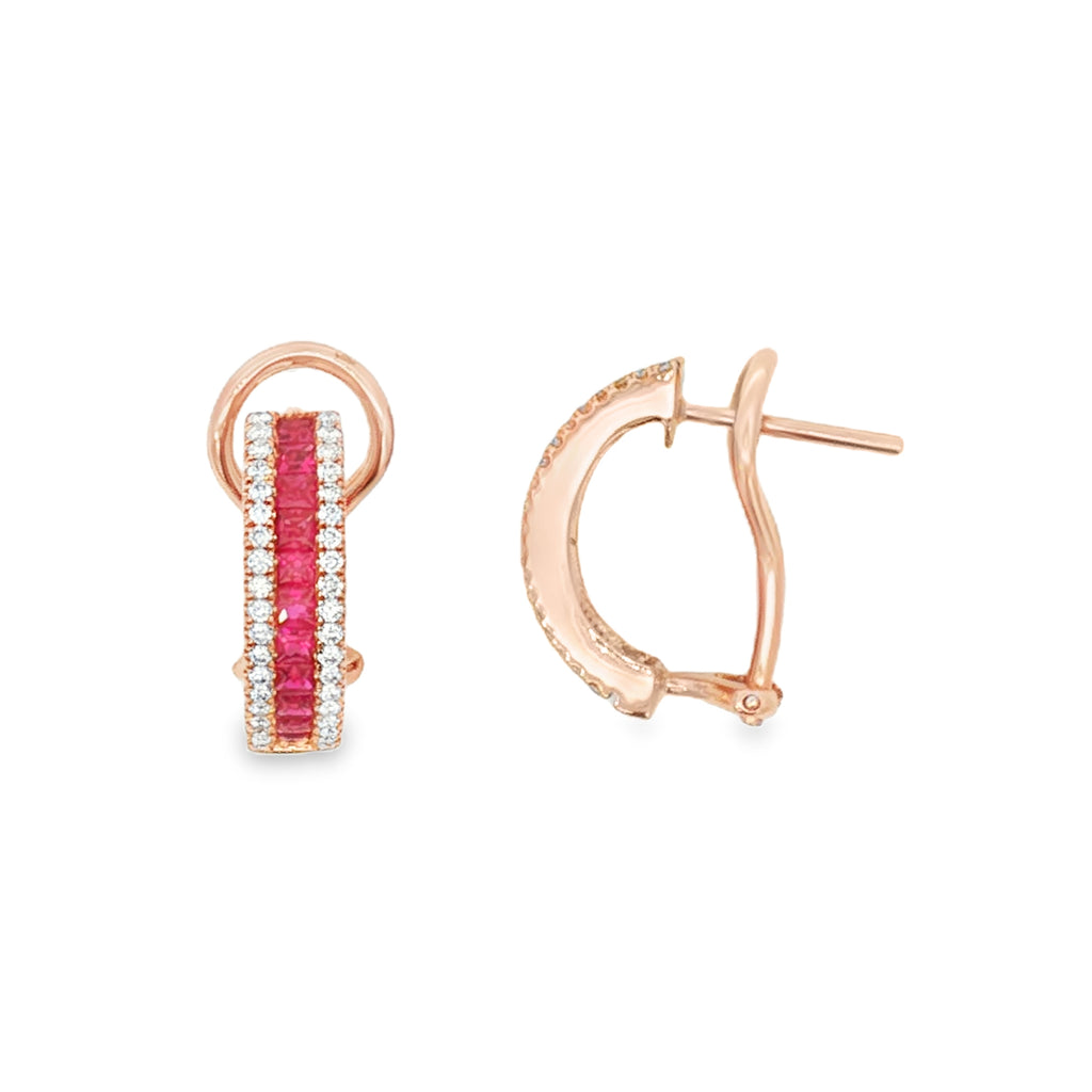ARETES RUBÍ Y DIAMANTES