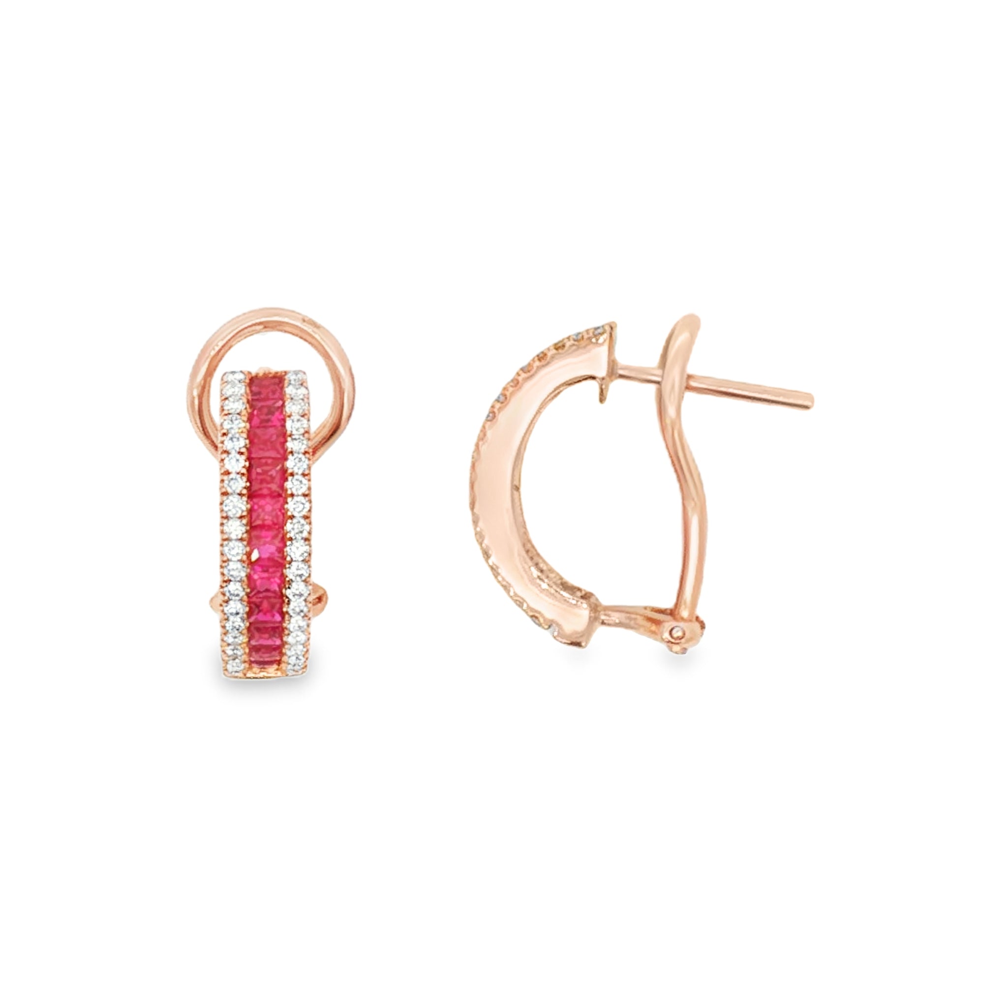 ARETES RUBÍ Y DIAMANTES