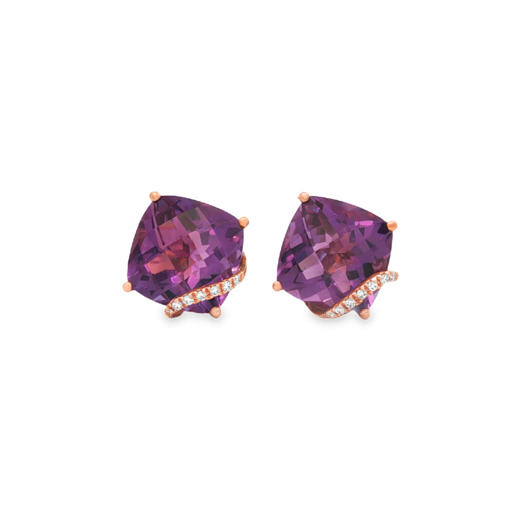ARETES CON AMATISTAS Y DIAMANTES EN ONDA