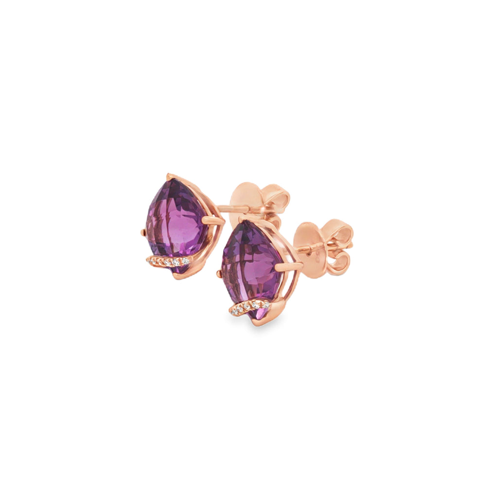ARETES CON AMATISTAS Y DIAMANTES EN ONDA
