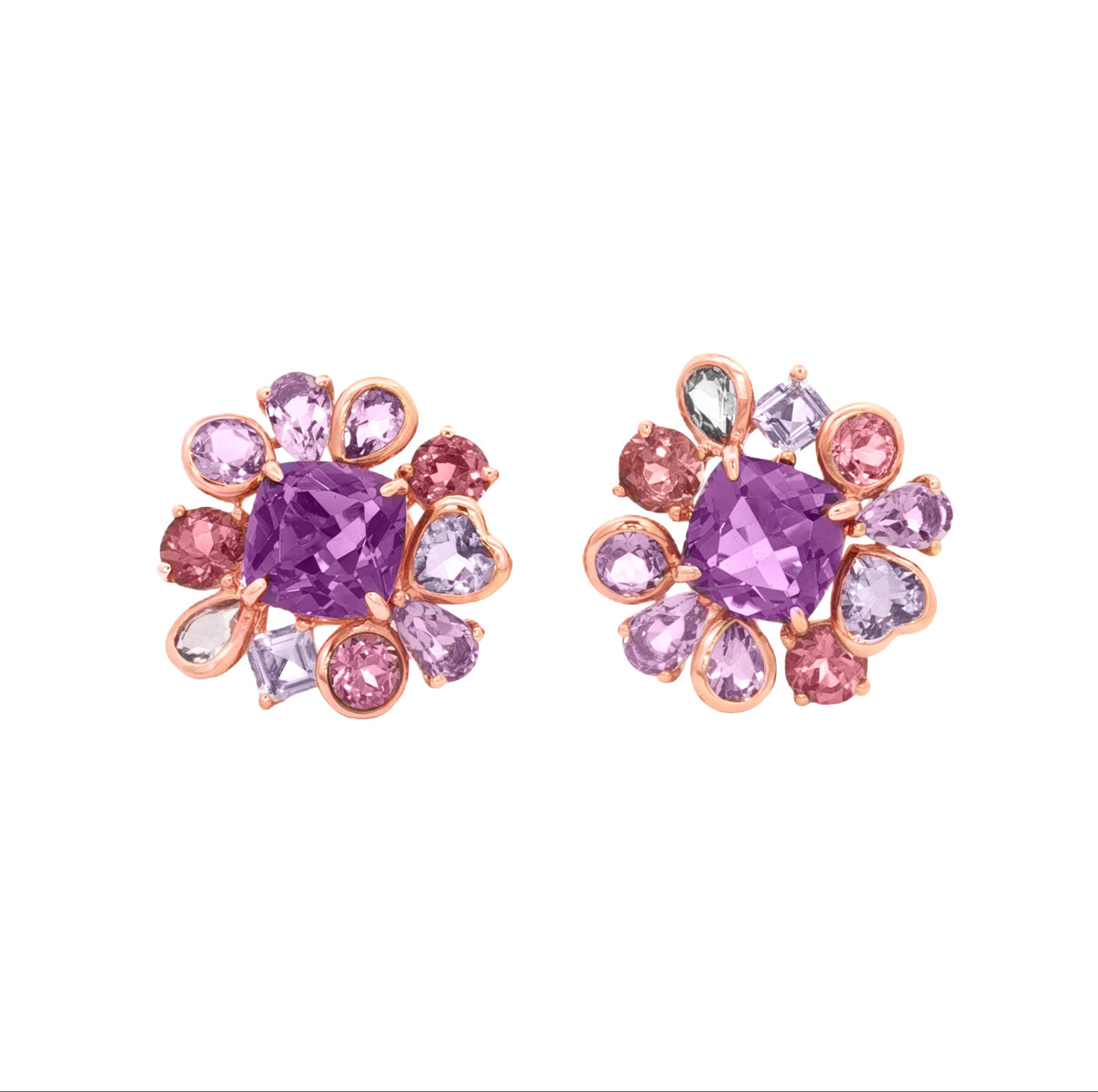 ARETES FLOR CON PIEDRAS PRECIOSAS MIXTAS
