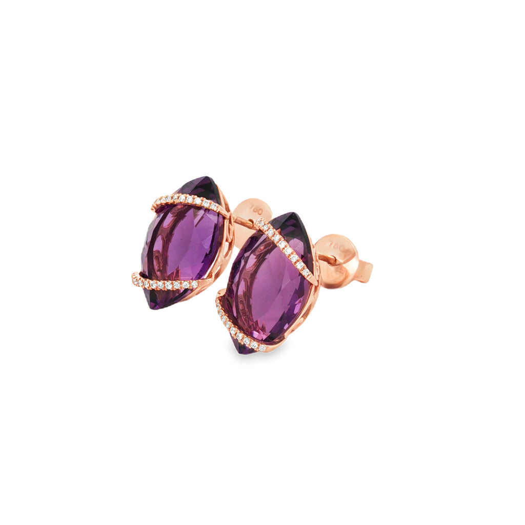 ARETES AMATISTA Y DIAMANTES