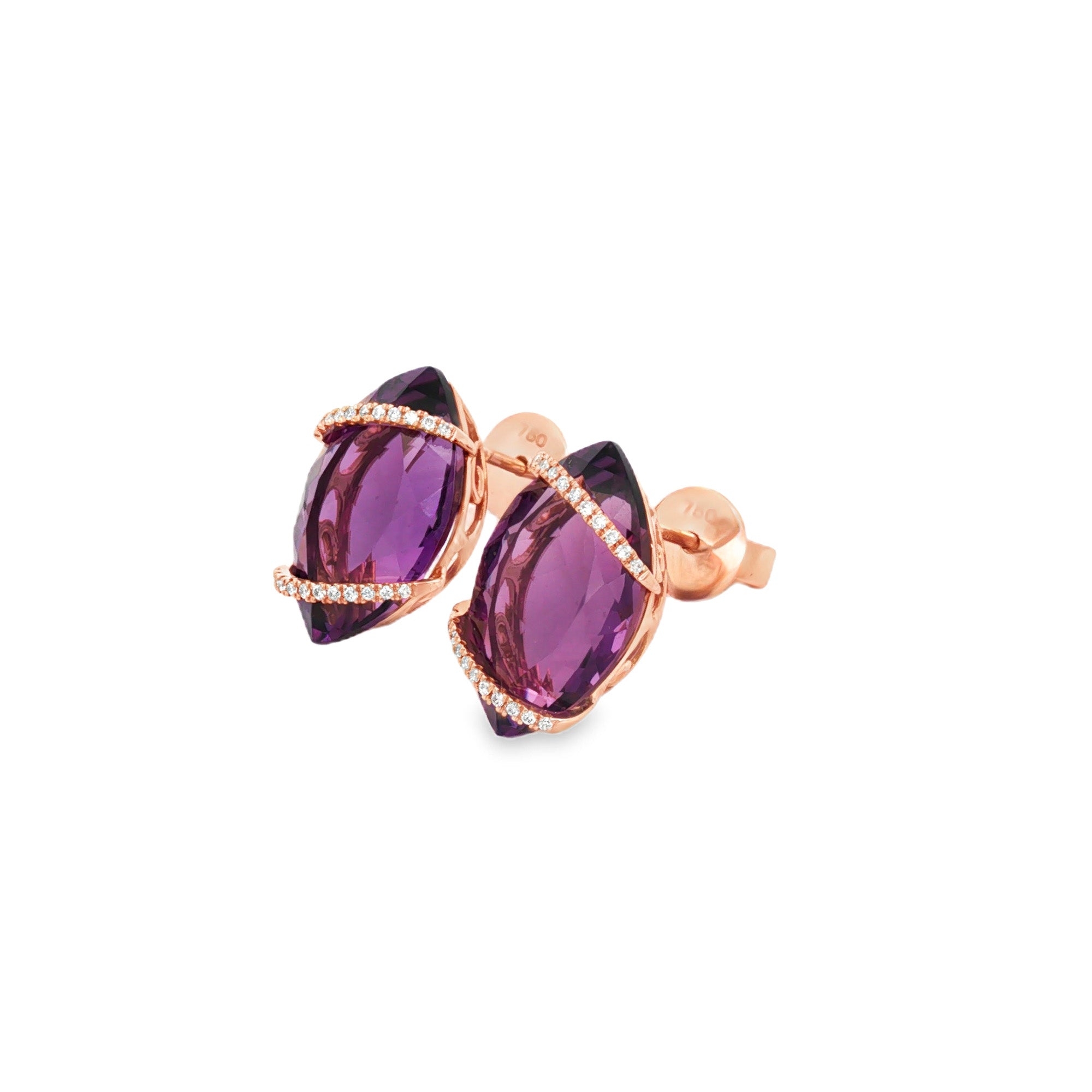 ARETES AMATISTA Y DIAMANTES
