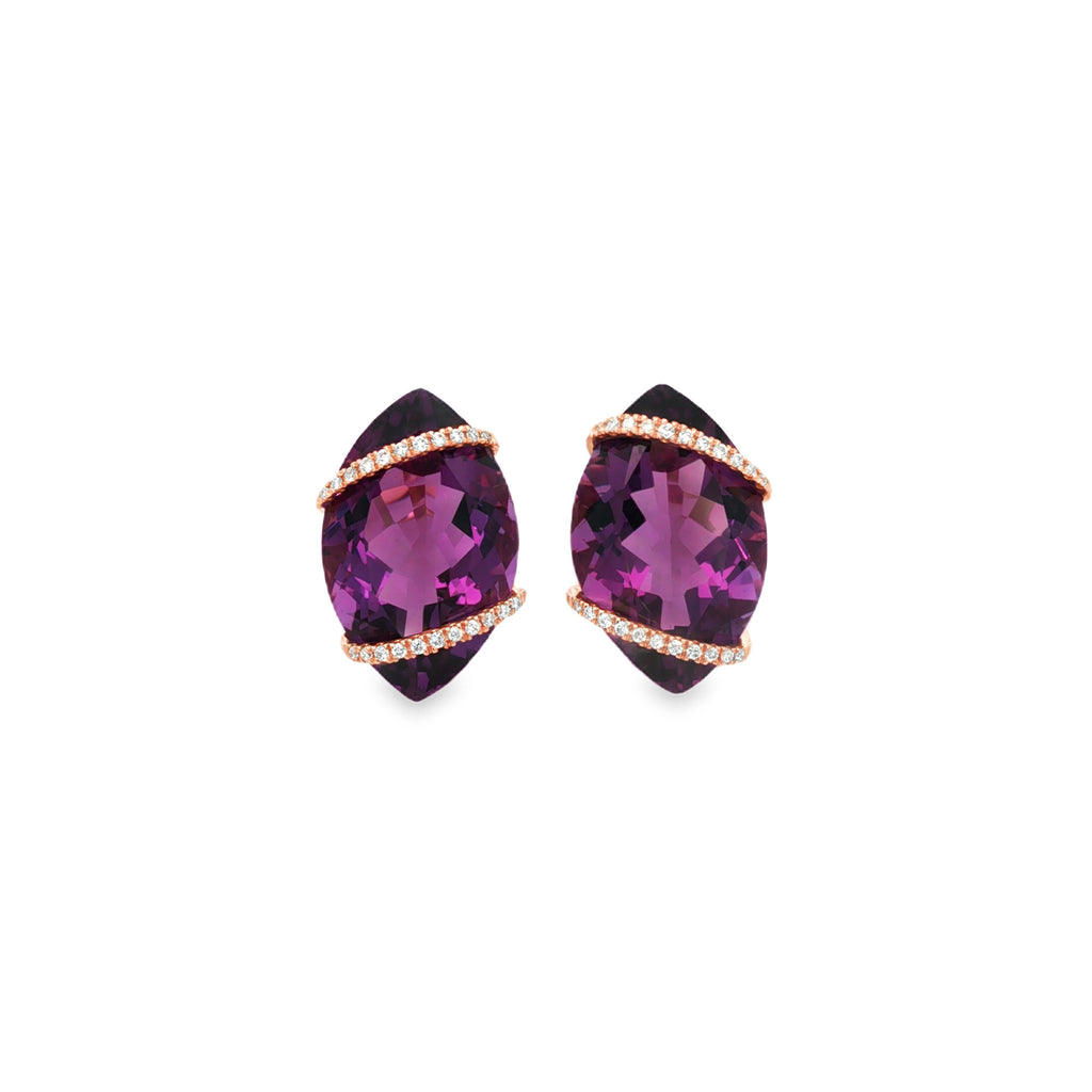 ARETES AMATISTA Y DIAMANTES