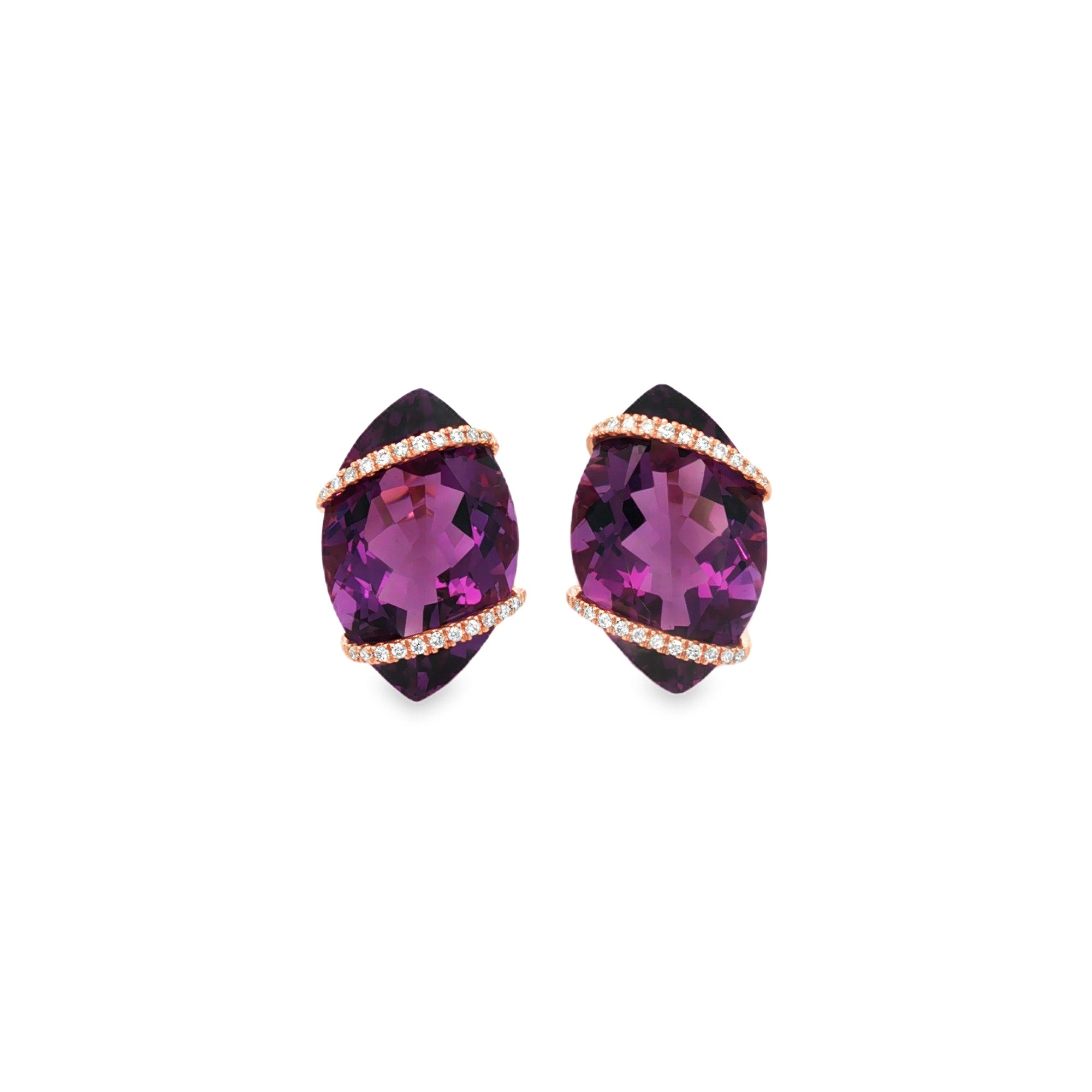 ARETES AMATISTA Y DIAMANTES