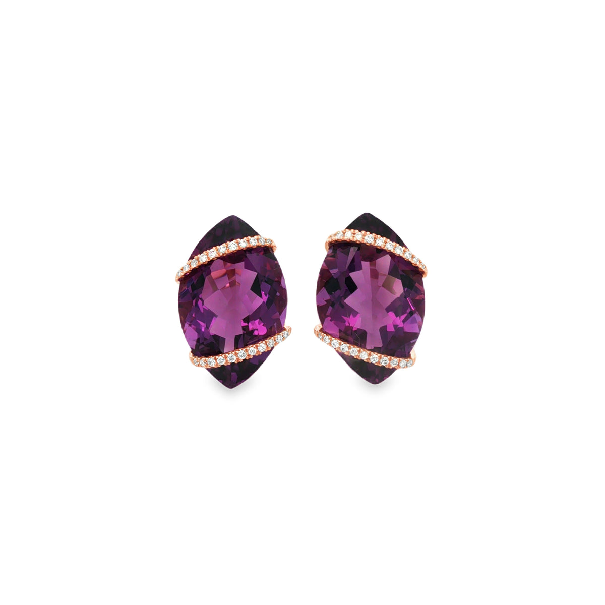 ARETES AMATISTA Y DIAMANTES