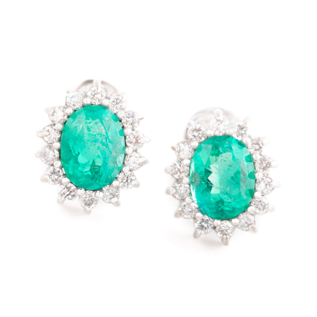 ARETES FLORES CON ESMERALDAS Y DIAMANTES