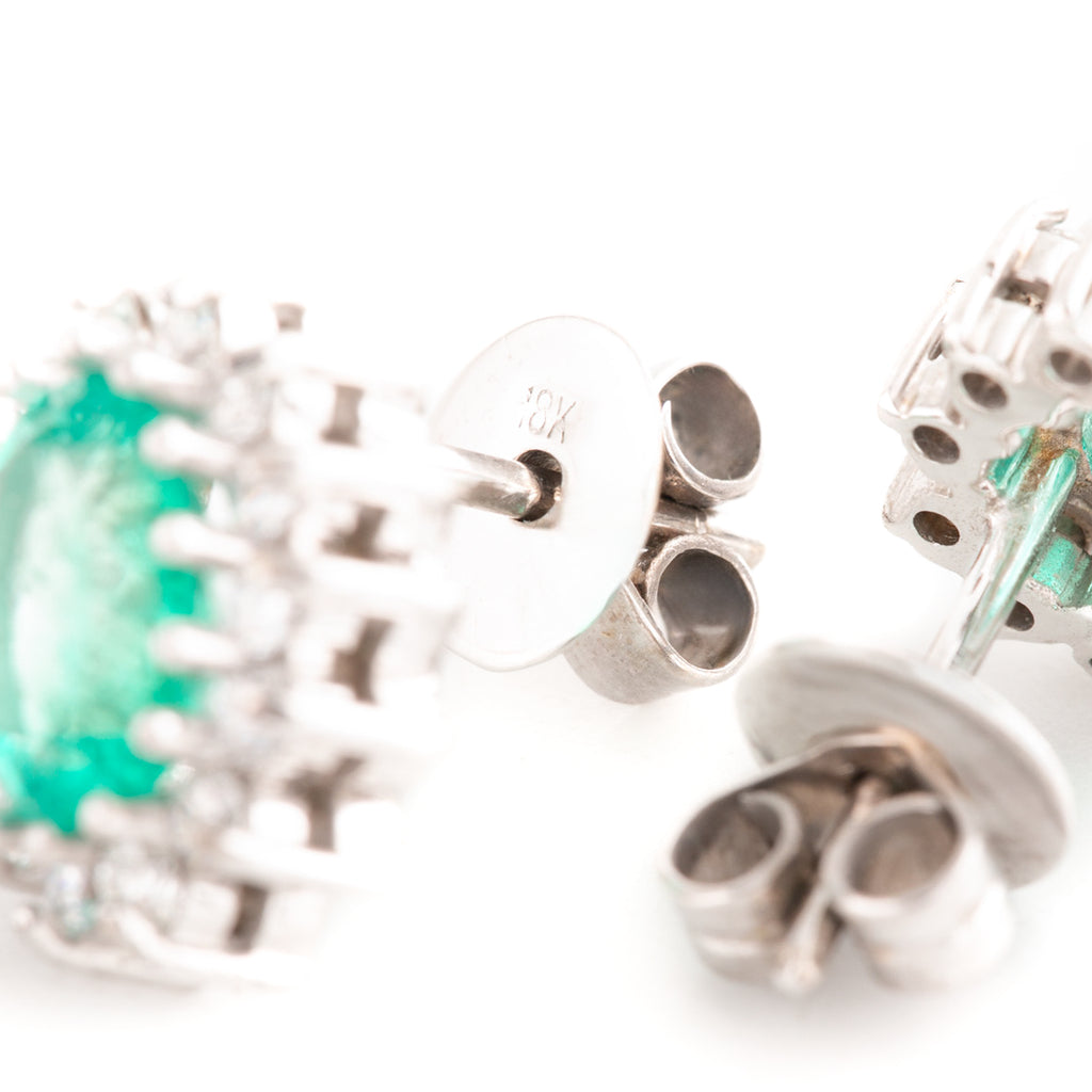 ARETES FLORES CON ESMERALDAS Y DIAMANTES