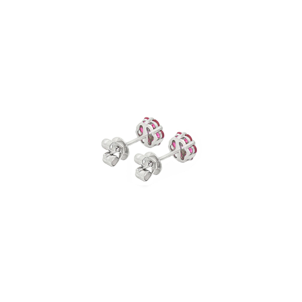 ARETES FLOR CON RUBÍES Y DIAMANTES