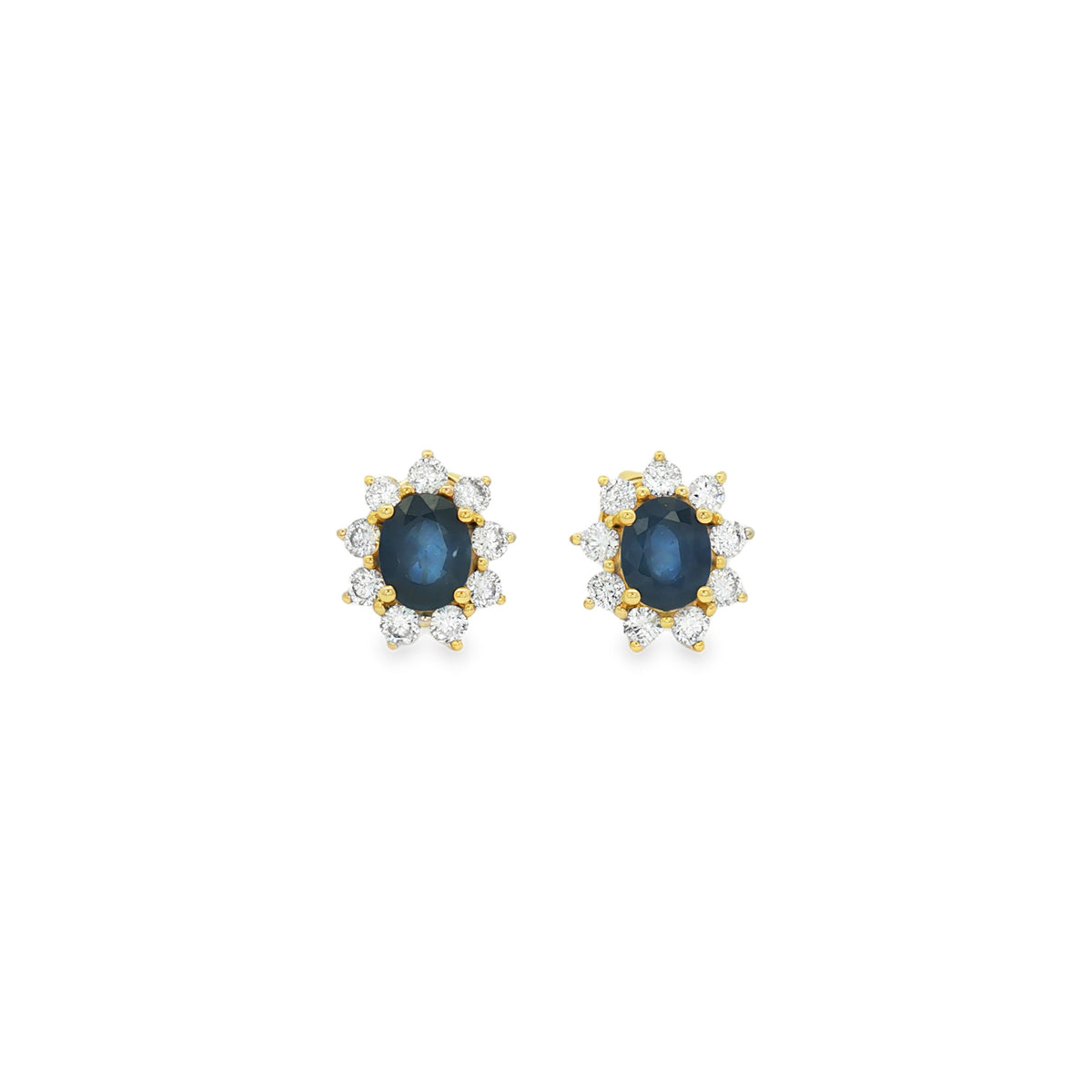 ARETES FLOR CON ZAFIROS Y DIAMANTES