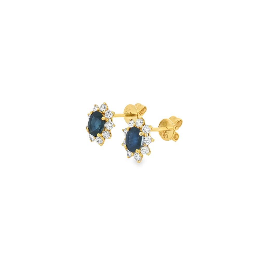 ARETES FLOR CON ZAFIROS Y DIAMANTES