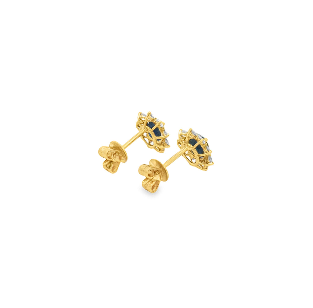 ARETES FLOR CON ZAFIROS Y DIAMANTES