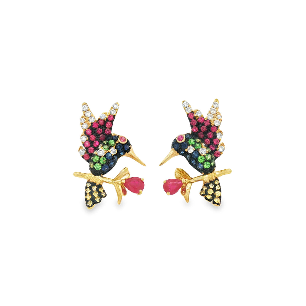 ARETES COLIBRÍ MULTICOLORES