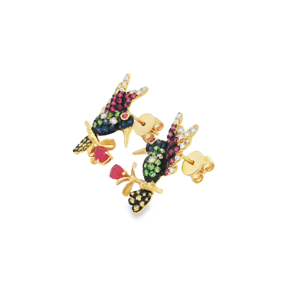ARETES COLIBRÍ MULTICOLORES