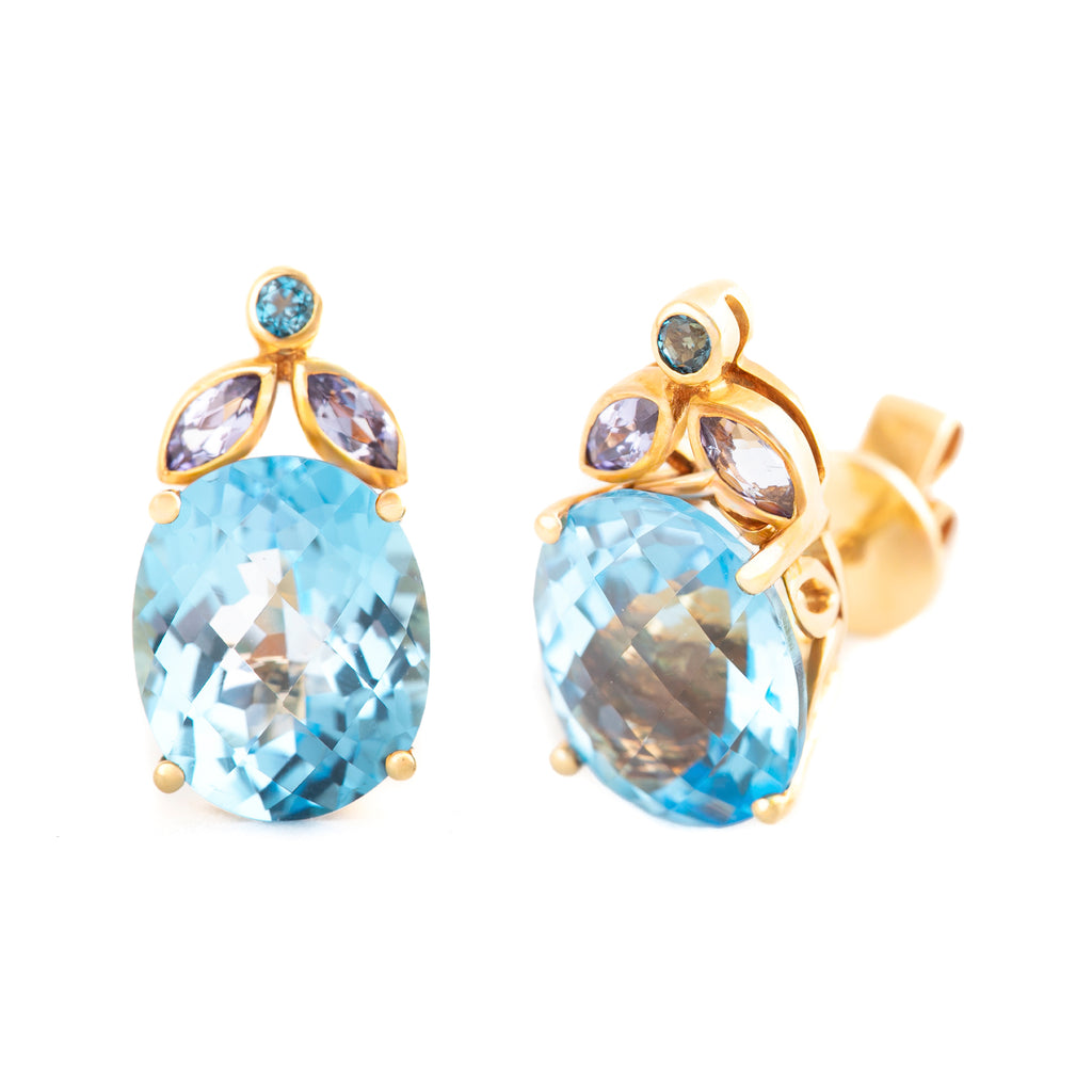 ARETES HOJAS CON TOPACIO OVAL
