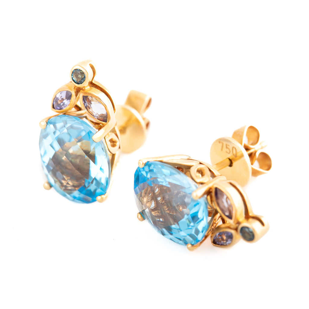 ARETES HOJAS CON TOPACIO OVAL