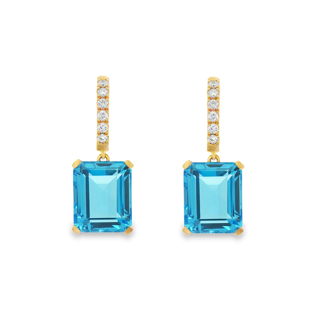 ARETES LARGOS RECTANGULARES CON TOPACIOS Y DIAMANTES