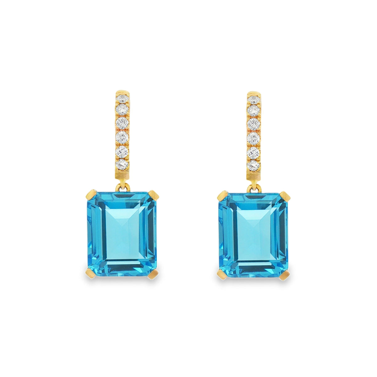 ARETES LARGOS RECTANGULARES CON TOPACIOS Y DIAMANTES
