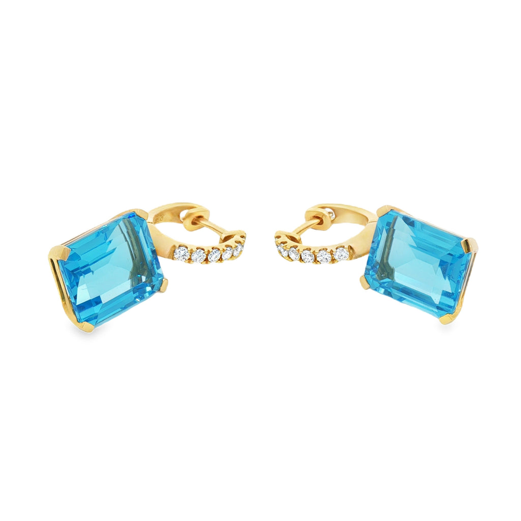ARETES LARGOS RECTANGULARES CON TOPACIOS Y DIAMANTES