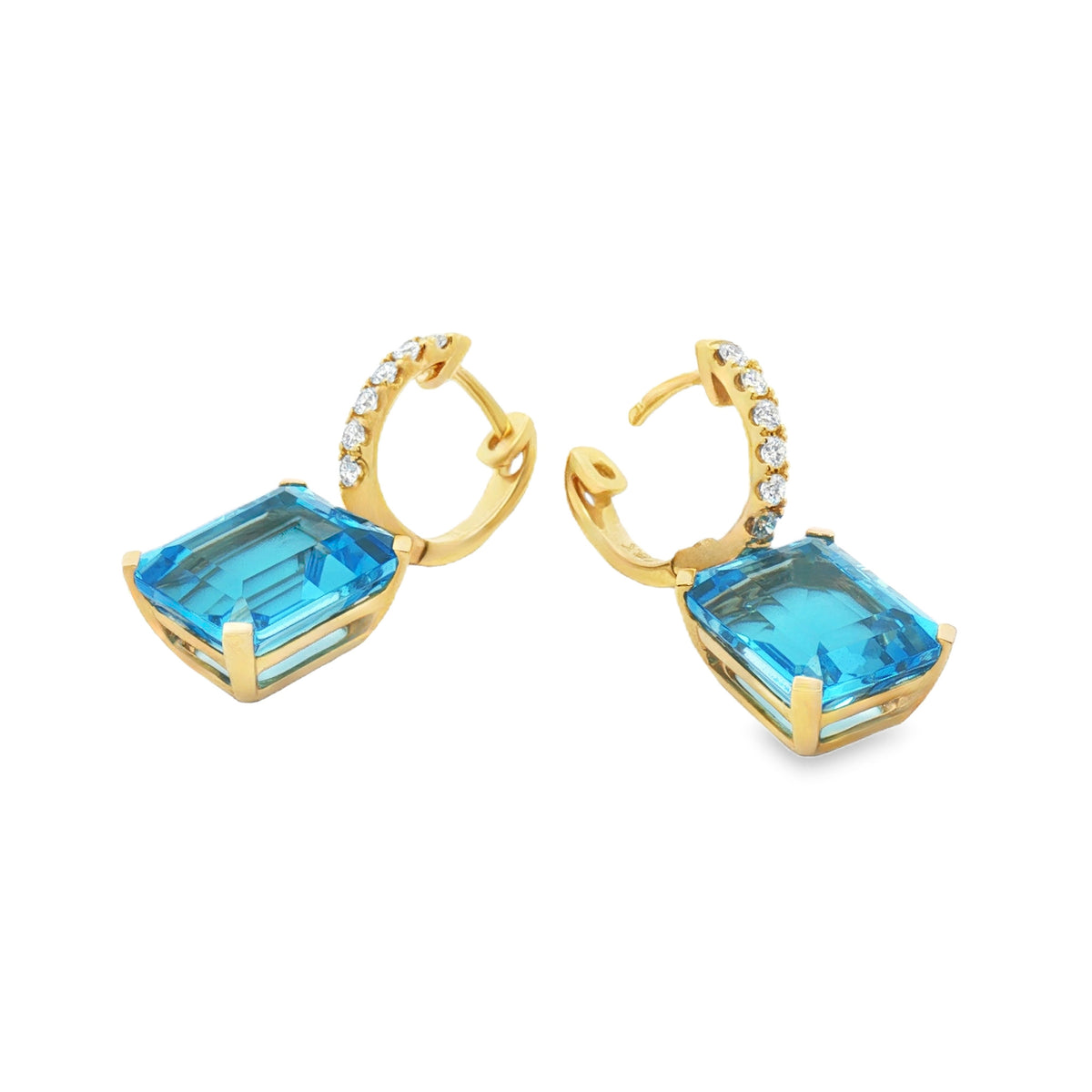 ARETES LARGOS RECTANGULARES CON TOPACIOS Y DIAMANTES