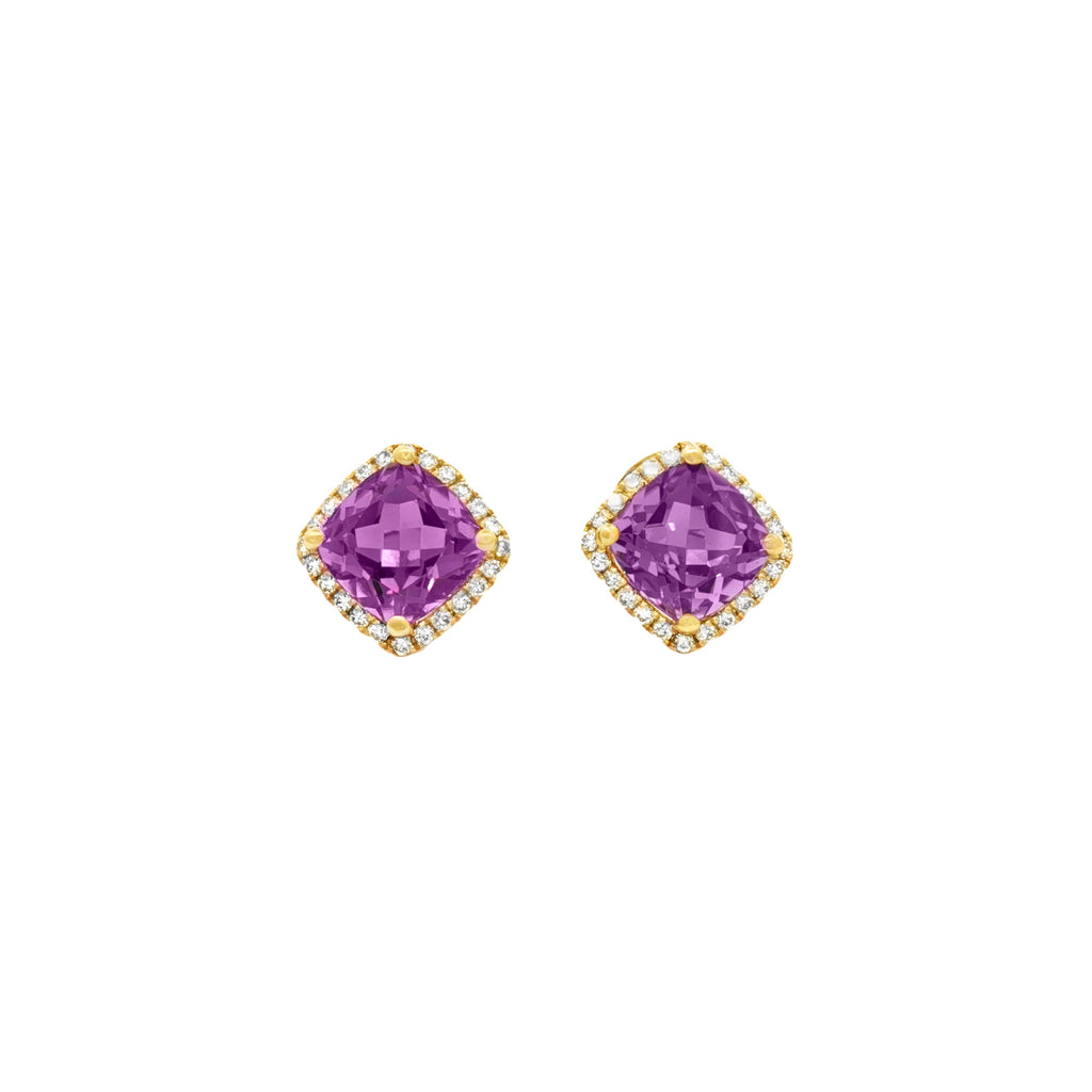 ARETES CON AMATISTAS Y DIAMANTES