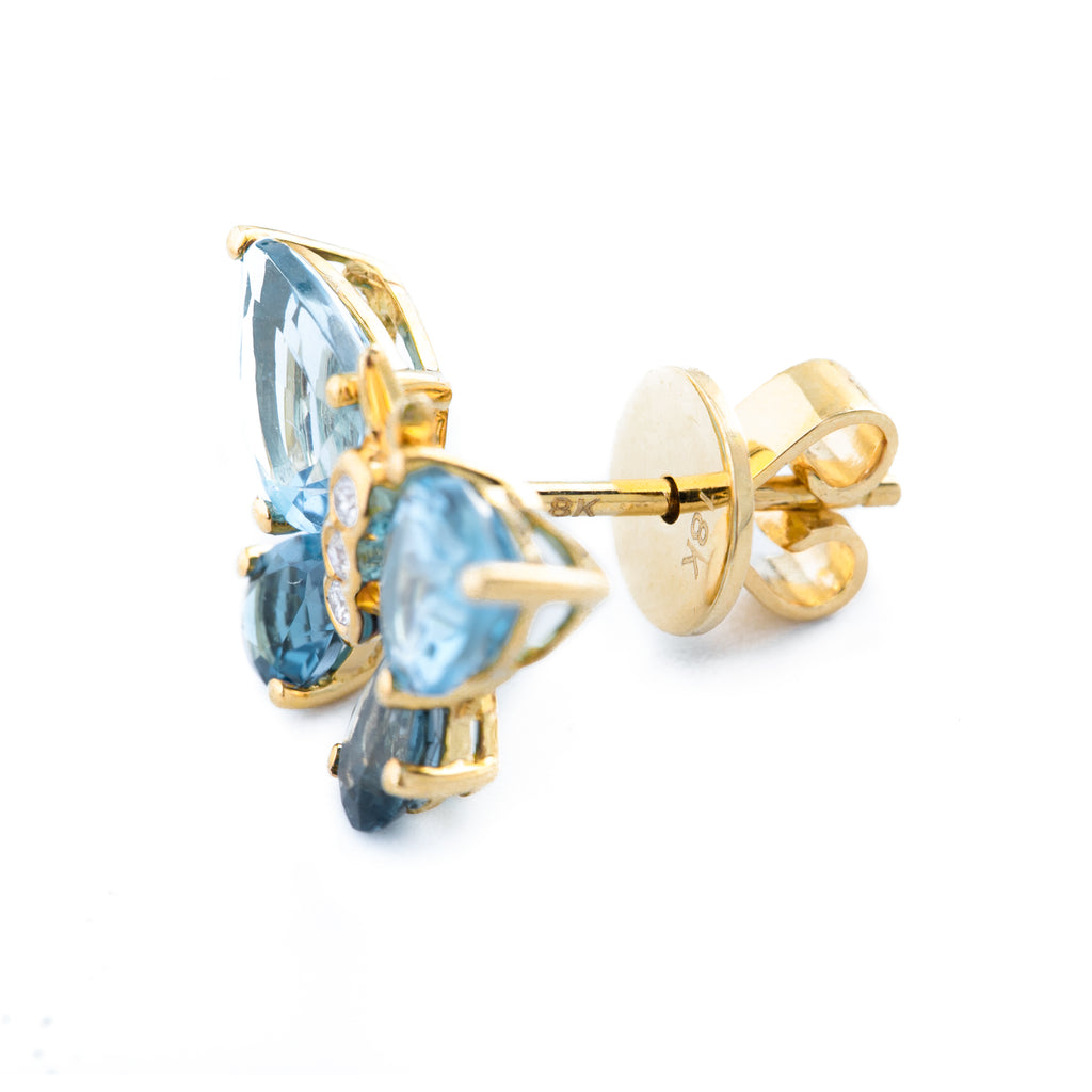 ARETES MARIPOSA CON TOPACIO Y DIAMANTES