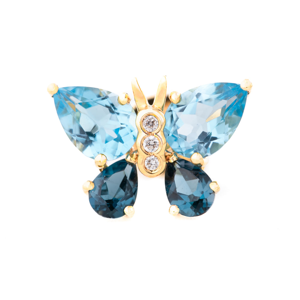 ARETES MARIPOSA CON TOPACIO Y DIAMANTES